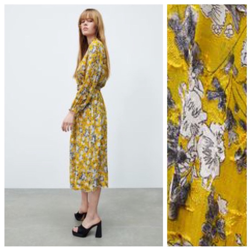 Zara Yellow Floral dress - Picture 4 of 8